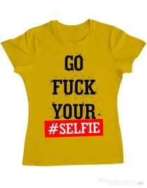 Tricou ADLER dama Go fuck your selfie Galben