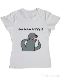 Tricou ADLER dama Funny seal Alb