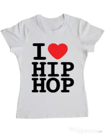 Tricou ADLER dama I love hip hop Alb