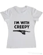 Tricou ADLER dama I'm with creepy Alb