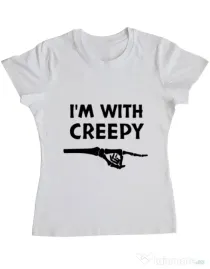Tricou ADLER dama I'm with creepy Alb
