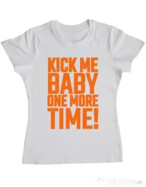 Tricou ADLER dama Kick me baby Alb