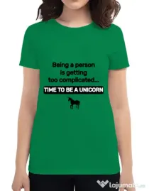 Tricou ADLER dama Time to be a unicorn Verde mediu