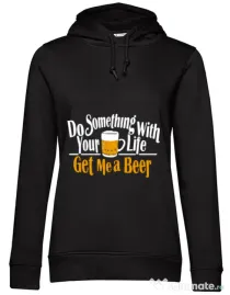 Hoodie dama cu gluga Get me a beer Negru