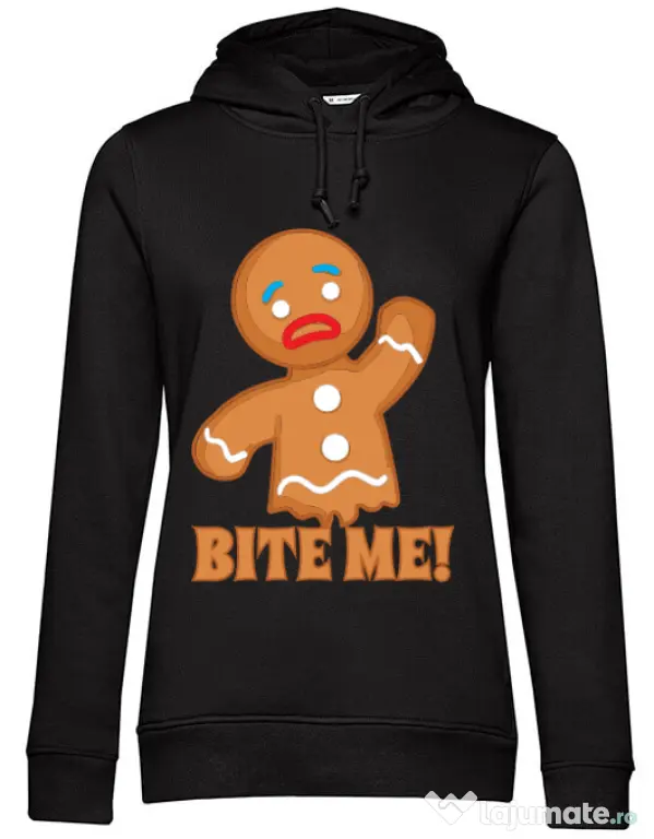Hoodie dama cu gluga Bite me Negru