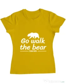 Tricou ADLER dama Go walk the bear Galben