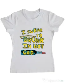 Tricou ADLER dama I swear to drunk Alb