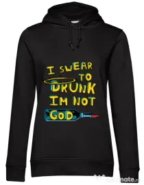 Hoodie dama cu gluga I swear to drunk Negru