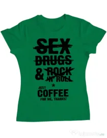 Tricou ADLER dama Just coffee for me Verde mediu