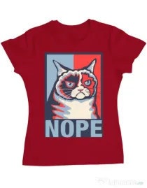 Tricou ADLER dama Grumpy cat Nope Rosu