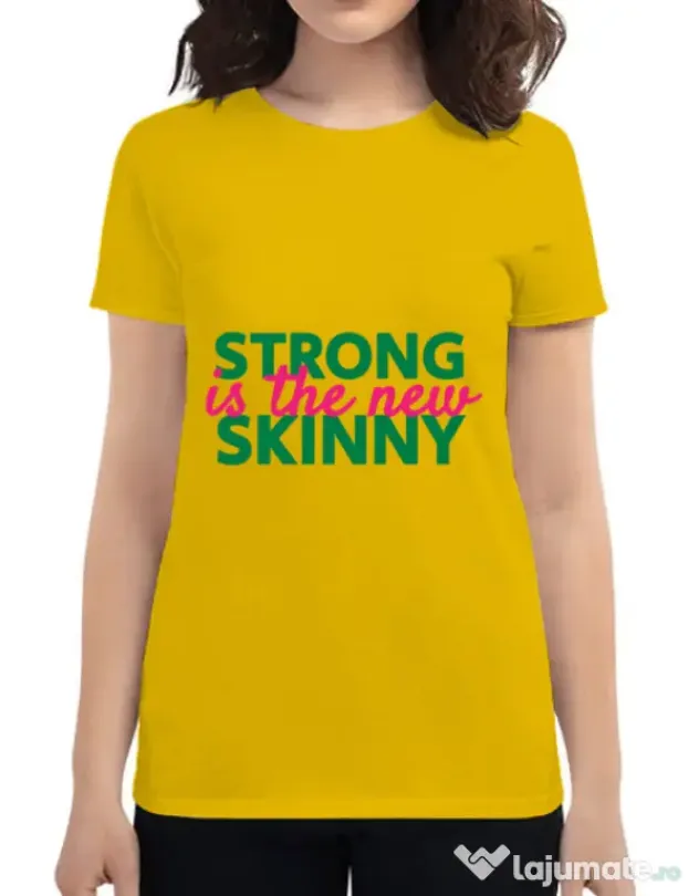 Tricou ADLER dama Strong is the new skinny Galben
