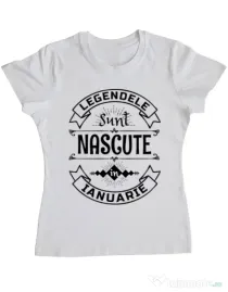 Tricou ADLER dama Legendele sunt nascute in Ianuarie Alb