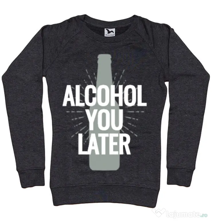 Bluza ADLER dama Alcohol you later Negru melanj