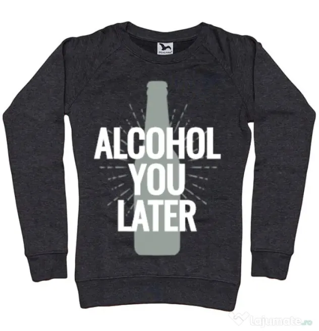 Bluza ADLER dama Alcohol you later Negru melanj