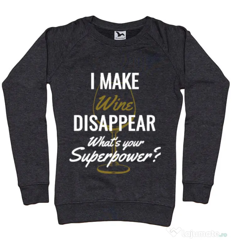 Bluza ADLER dama I make wine disappear Negru melanj