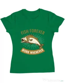 Tricou ADLER dama Fish forever Verde mediu
