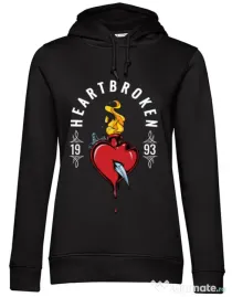 Hoodie dama cu gluga Heartbroken Negru