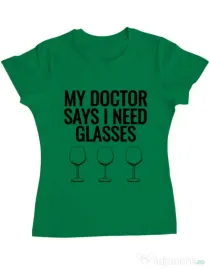 Tricou ADLER dama I need glasses Verde mediu