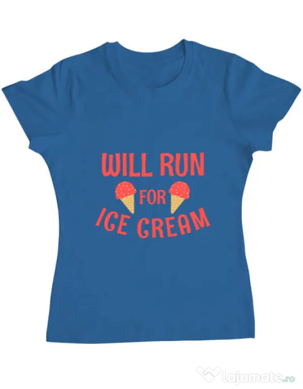 Tricou ADLER dama Running for ice cream Albastru azuriu