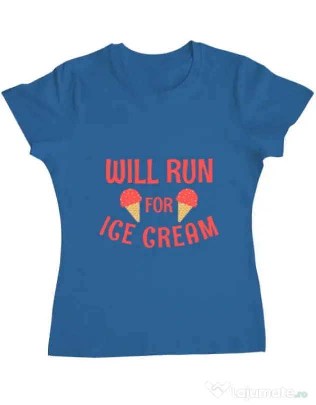 Tricou ADLER dama Running for ice cream Albastru azuriu