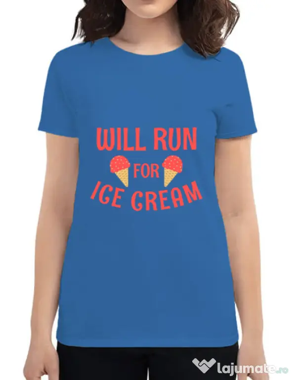 Tricou ADLER dama Running for ice cream Albastru azuriu