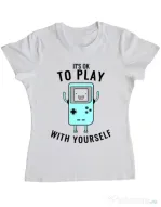Tricou ADLER dama Playing with yourself Alb