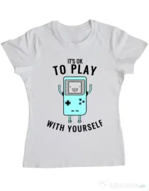 Tricou ADLER dama Playing with yourself Alb