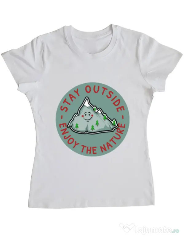 Tricou ADLER dama Stay outside Alb