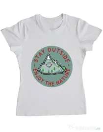 Tricou ADLER dama Stay outside Alb