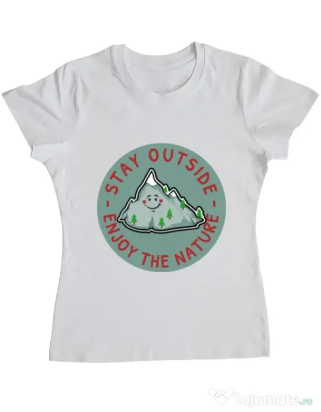 Tricou ADLER dama Stay outside Alb