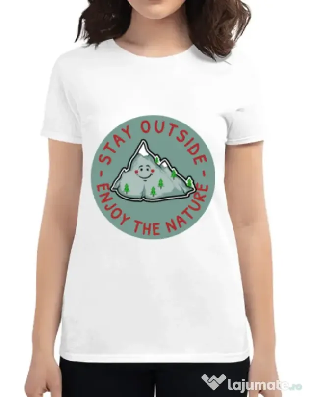 Tricou ADLER dama Stay outside Alb