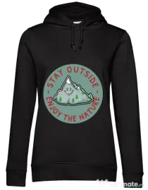 Hoodie dama cu gluga Stay outside Negru