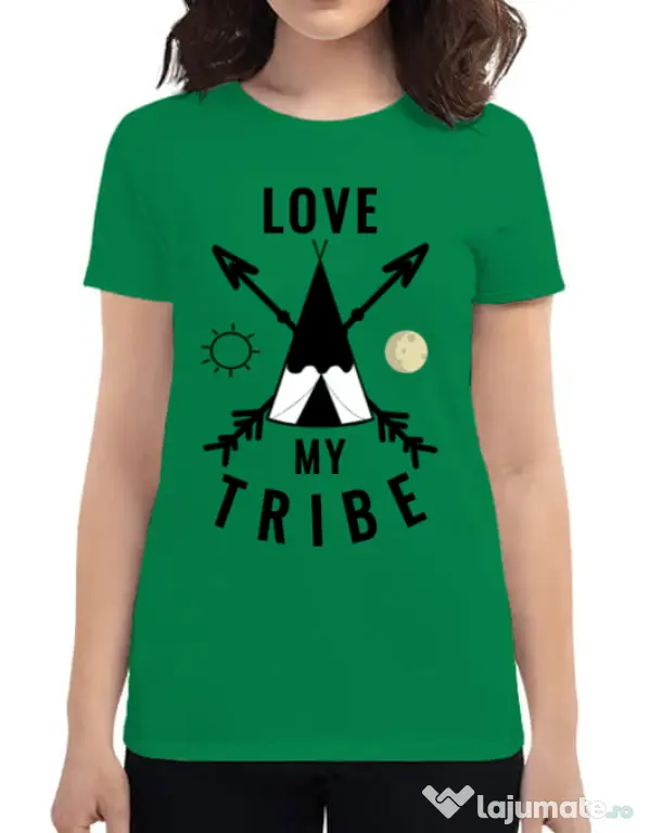 Tricou ADLER dama Love my tribe Verde mediu