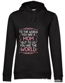 Hoodie dama cu gluga You are the world Negru