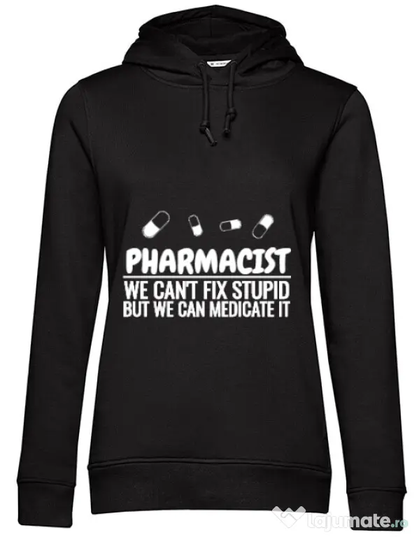 Hoodie dama cu gluga Pharmacist Negru