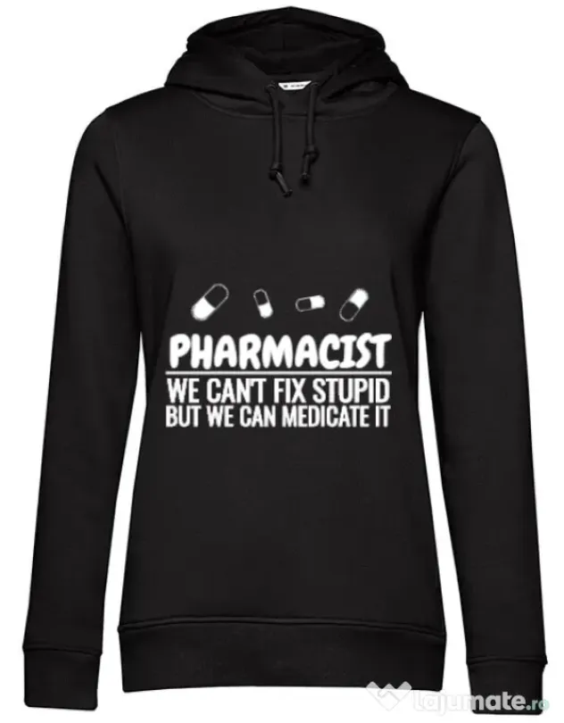 Hoodie dama cu gluga Pharmacist Negru