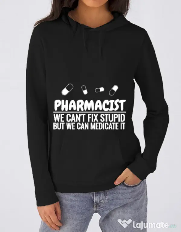 Hoodie dama cu gluga Pharmacist Negru