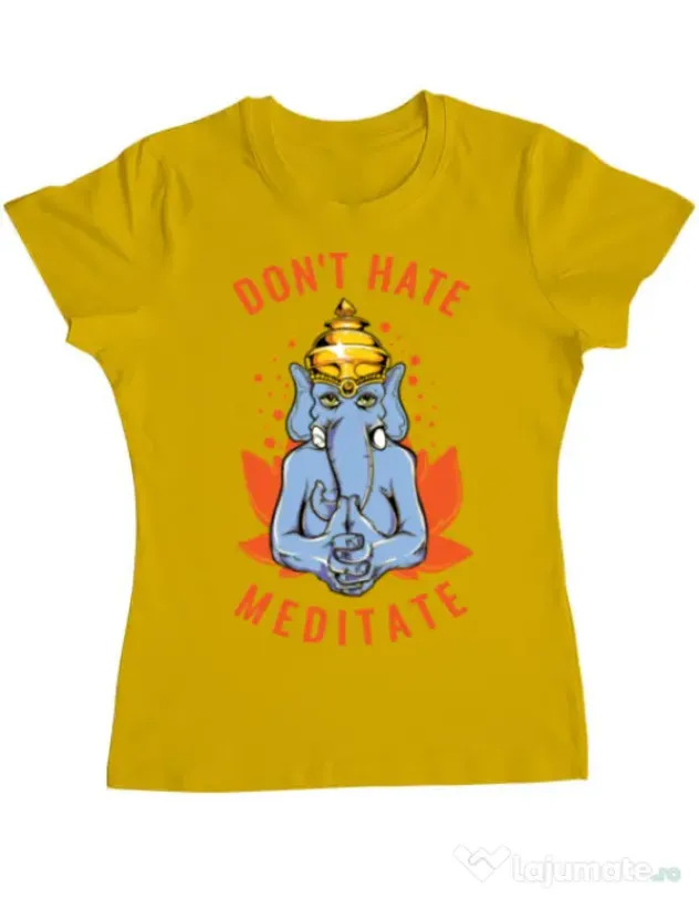 Tricou ADLER dama Don’t hate Galben