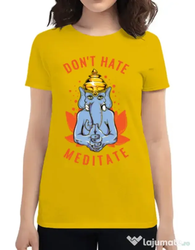 Tricou ADLER dama Don’t hate Galben