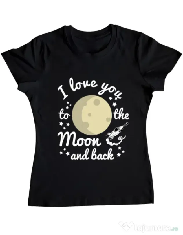 Tricou ADLER dama To the moon and back Negru