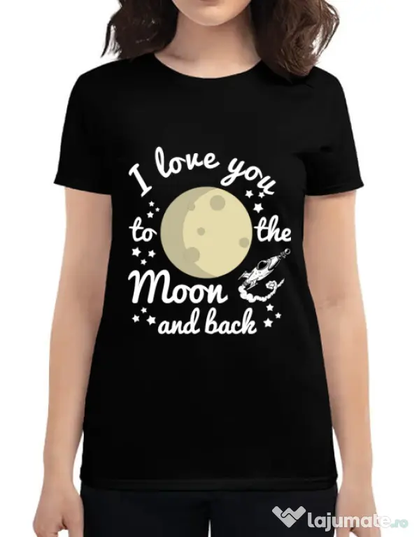 Tricou ADLER dama To the moon and back Negru