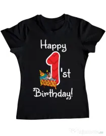 Tricou ADLER dama Happy Birthday! Negru
