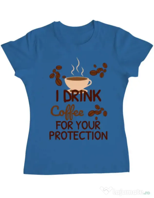 Tricou ADLER dama Coffee for protection Albastru azuriu