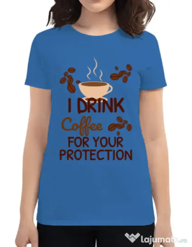 Tricou ADLER dama Coffee for protection Albastru azuriu