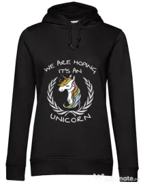 Hoodie dama cu gluga Hoping for an unicorn Negru