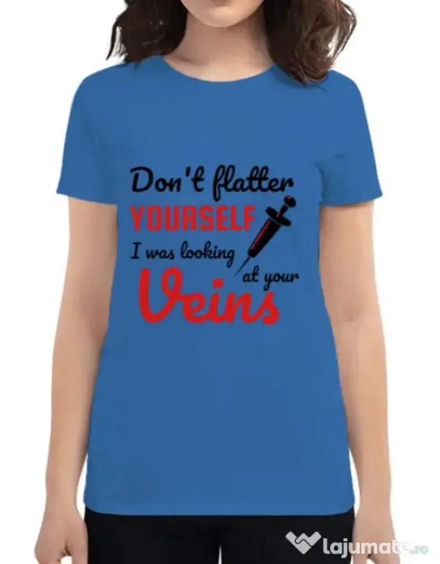 Tricou ADLER dama Don’t flatter yourself Albastru azuriu