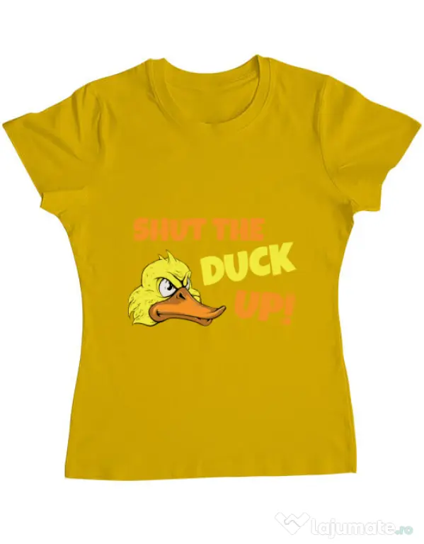 Tricou ADLER dama Shut the duck up Galben