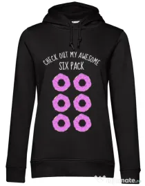 Hoodie dama cu gluga Awesome sixpack Negru