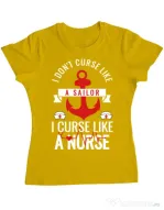 Tricou ADLER dama Curse like a nurse Galben