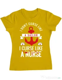 Tricou ADLER dama Curse like a nurse Galben